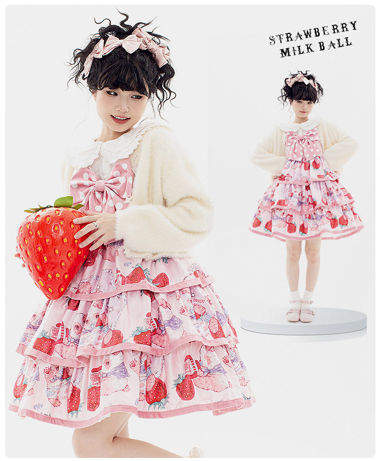 JSK♥ Ready to Ship♥ Strawberry Milk Ball ♥ Sweet Lolita Dress JSK
