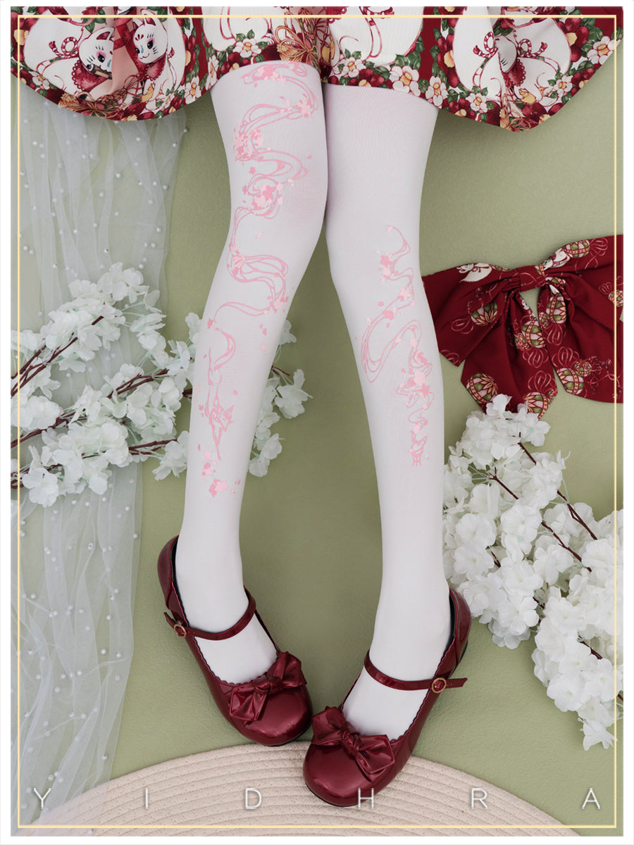 Fox & Sakura Tea Lolita Tights By Yidhra