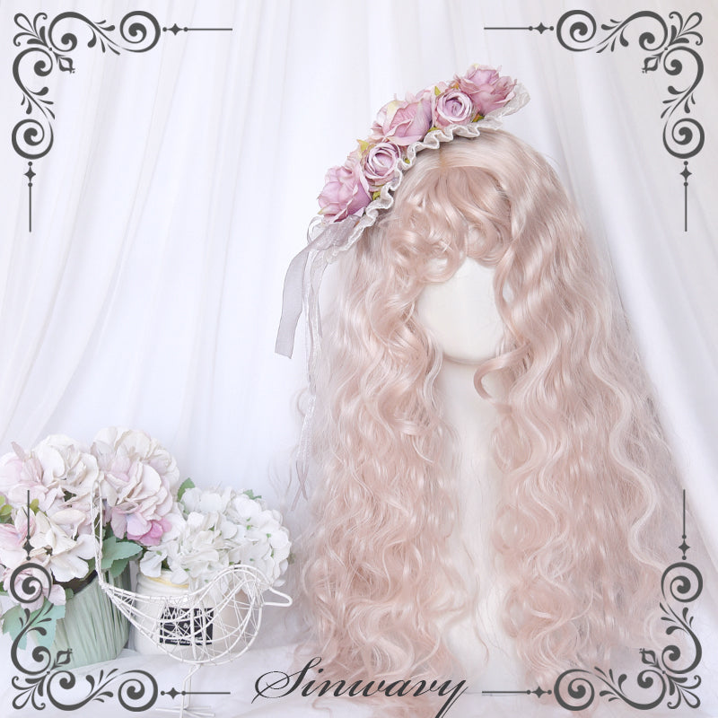 Lolita Vintage Fluffy Wool curly Banged Wig