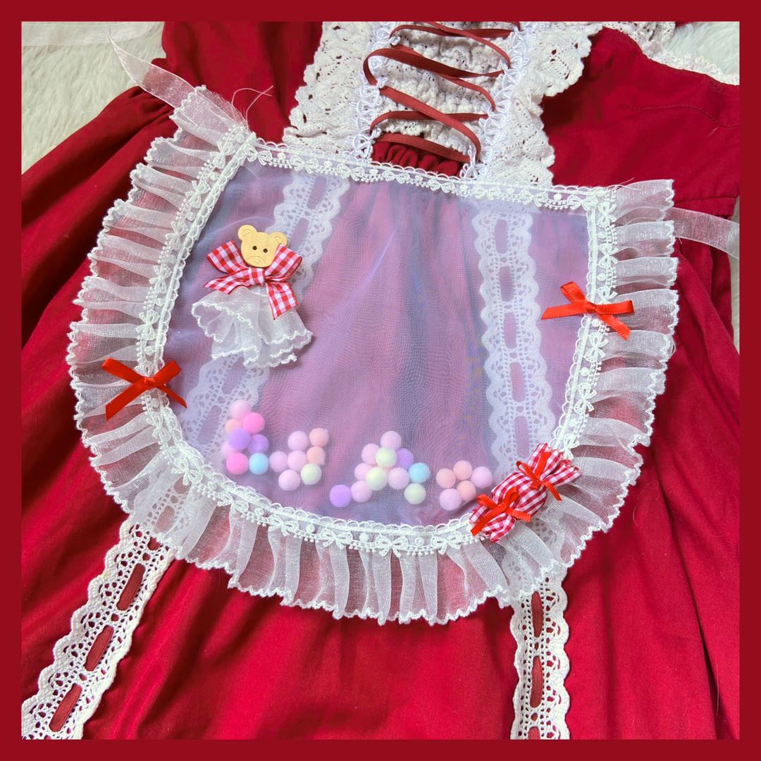Handmade Sweet Transparent Apron With Bear Decoration