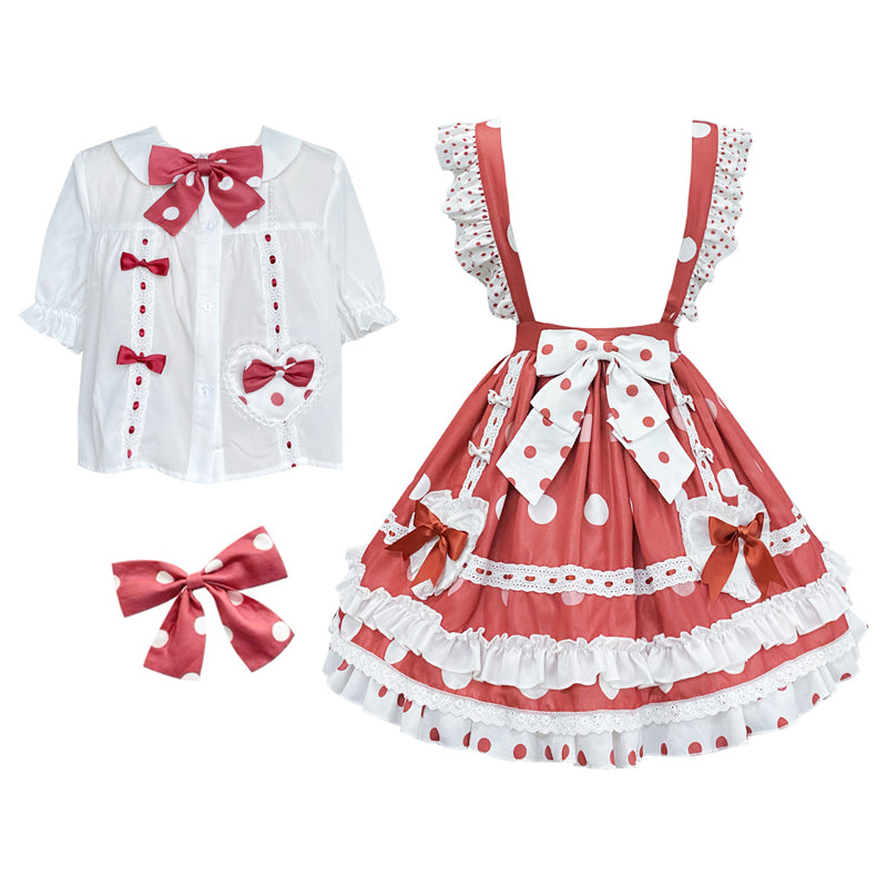 SK♥Presale 4 weeks ♥Red Wave Dot ♥ Sweet Lolita Dress SK