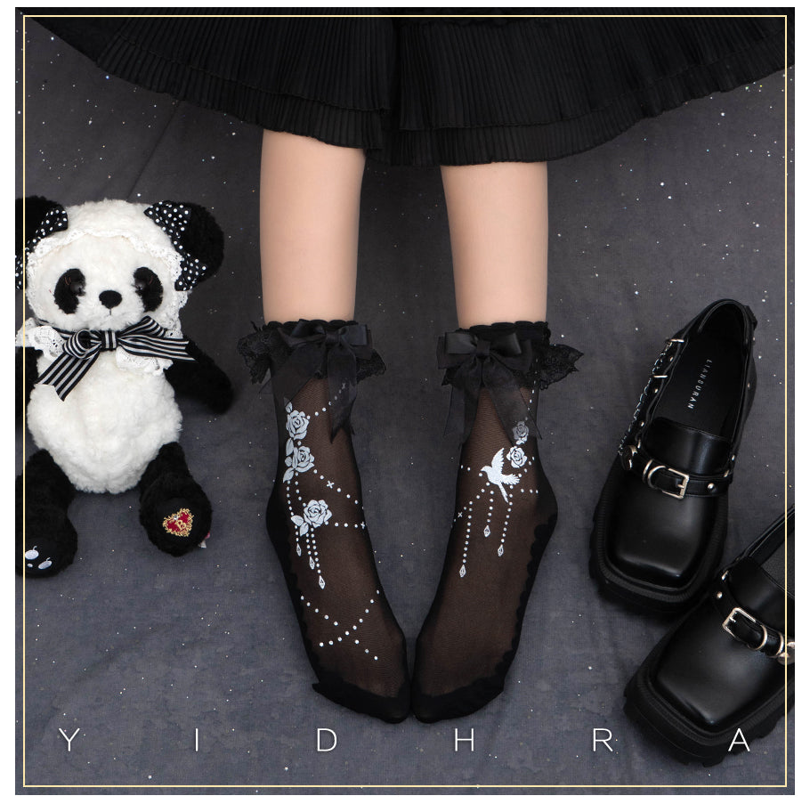 Nightingale And Rose Lolita Short Socks By Yidhra