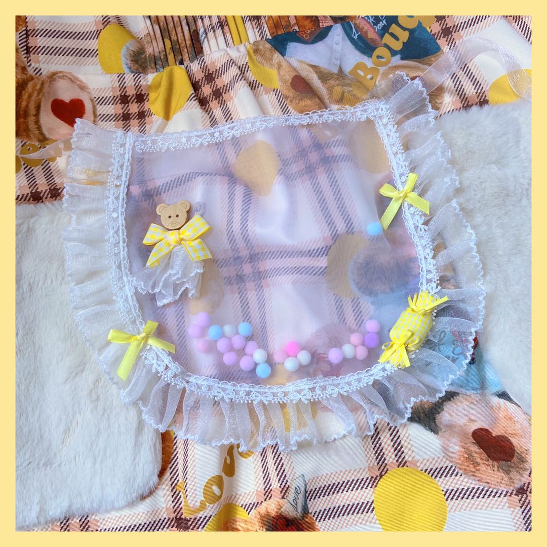Handmade Sweet Transparent Apron With Bear Decoration