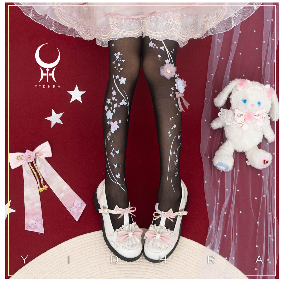 Peach Blossom Fragrance Lolita Tights By Yidhra
