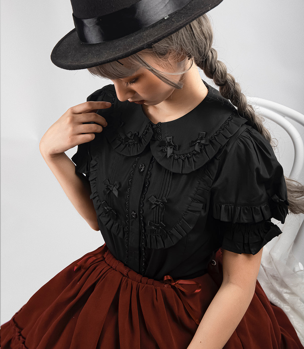 8 Clours Sweet Bubble Sleeve Blouse By Mist Studio
