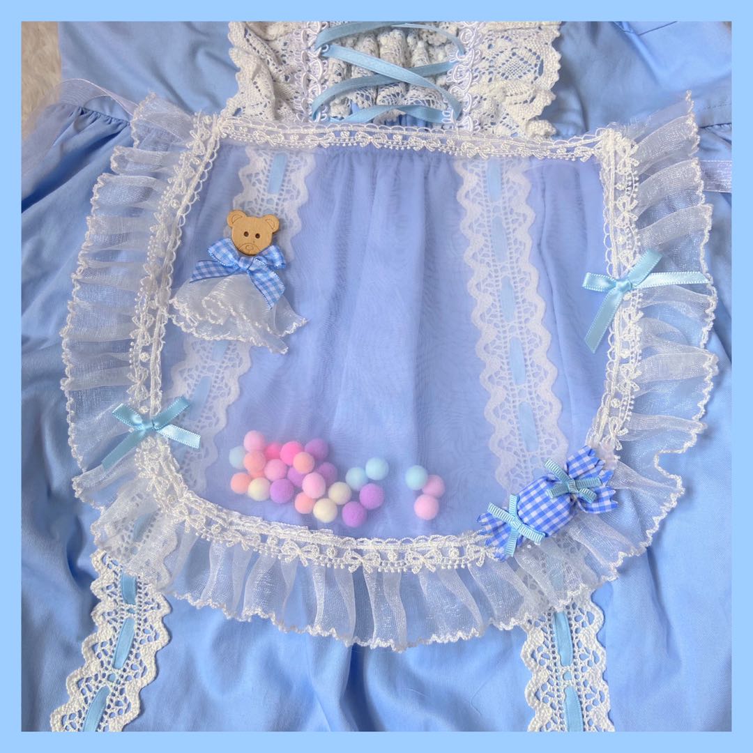 Handmade Sweet Transparent Apron With Bear Decoration