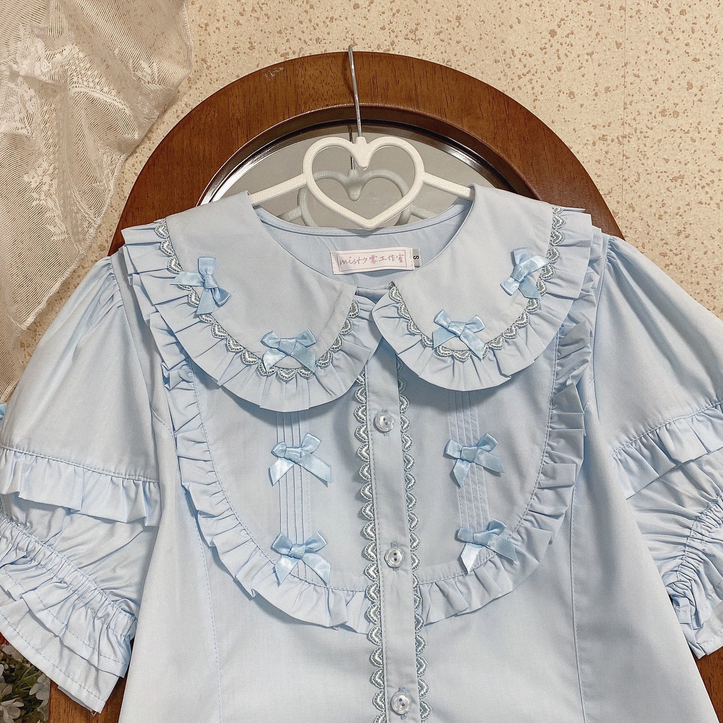 8 Clours Sweet Bubble Sleeve Blouse By Mist Studio