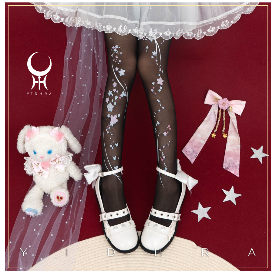 Peach Blossom Fragrance Lolita Tights By Yidhra