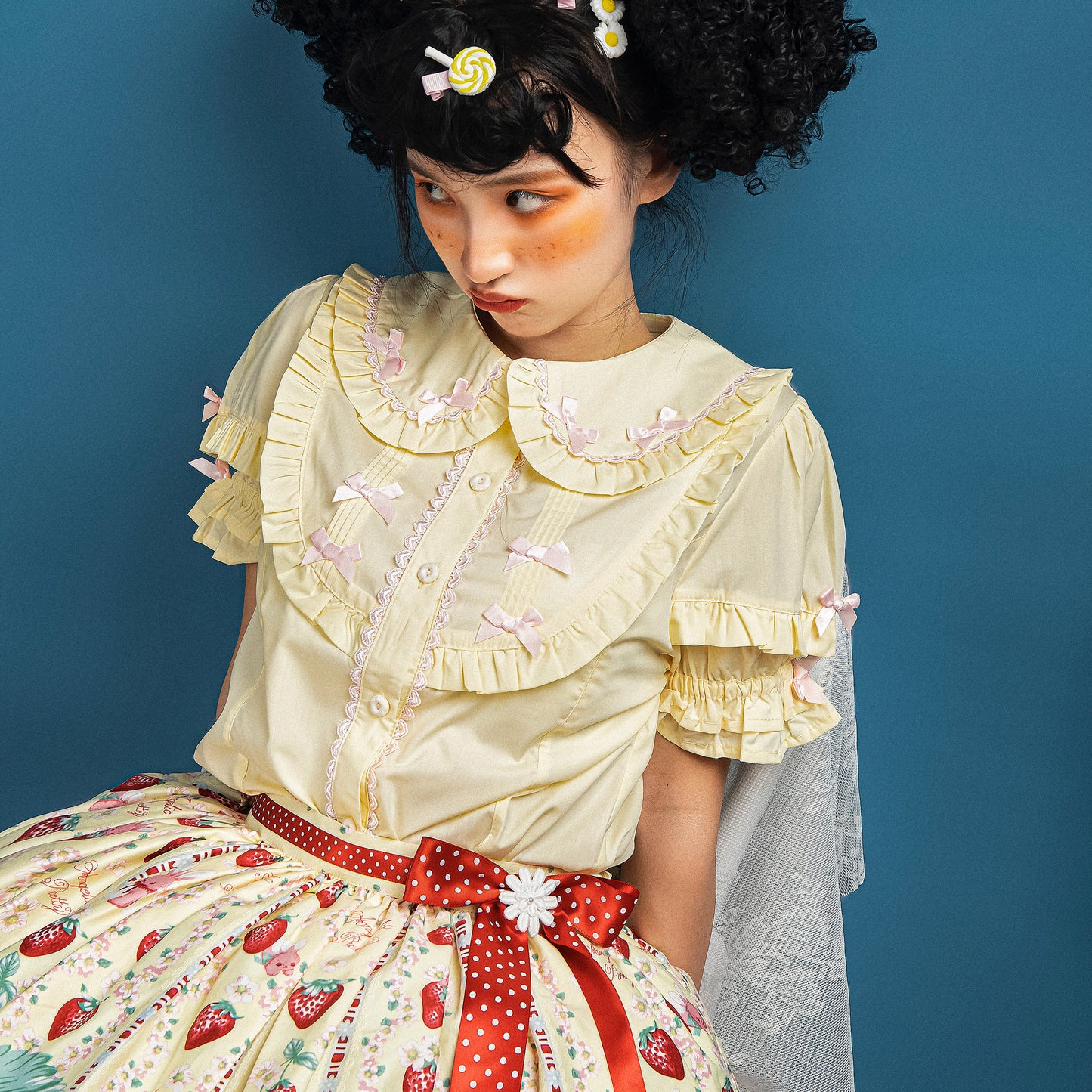 8 Clours Sweet Bubble Sleeve Blouse By Mist Studio