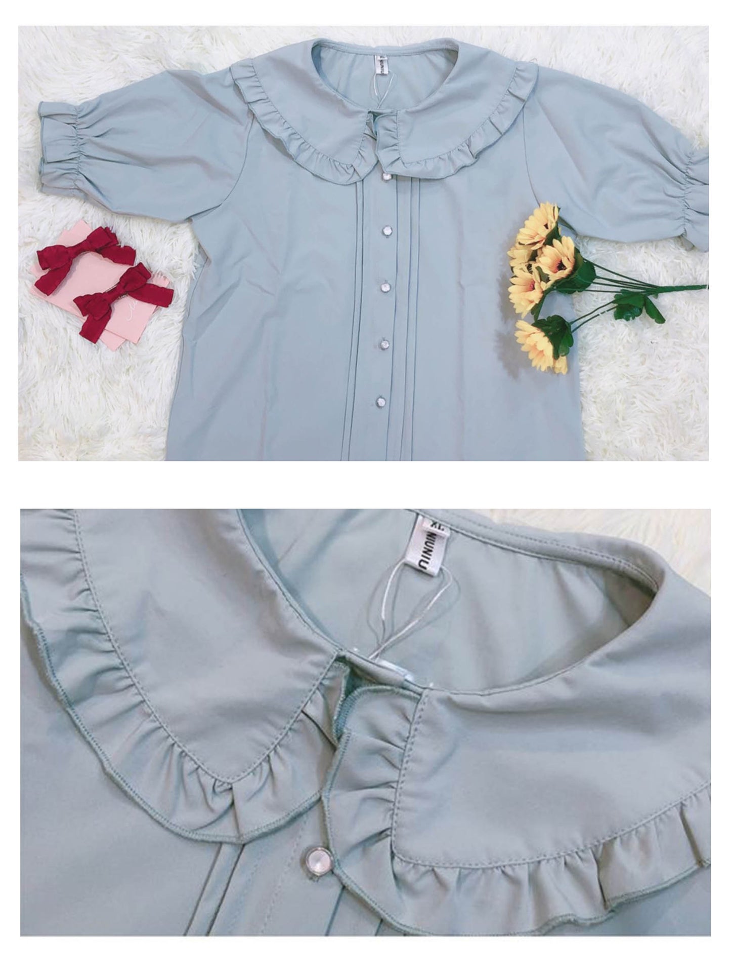 Agaric Hem Versatile Short-sleeved Blouse