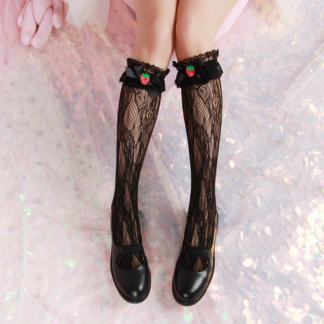 Strawberry Dialy Lolita Lace Long Socks