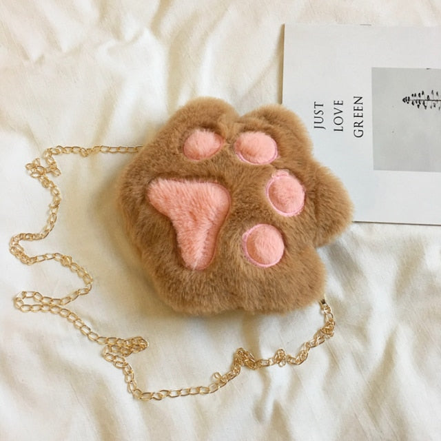 Cute Lolita Bear Paw Chain Zipper Shoulder Bag