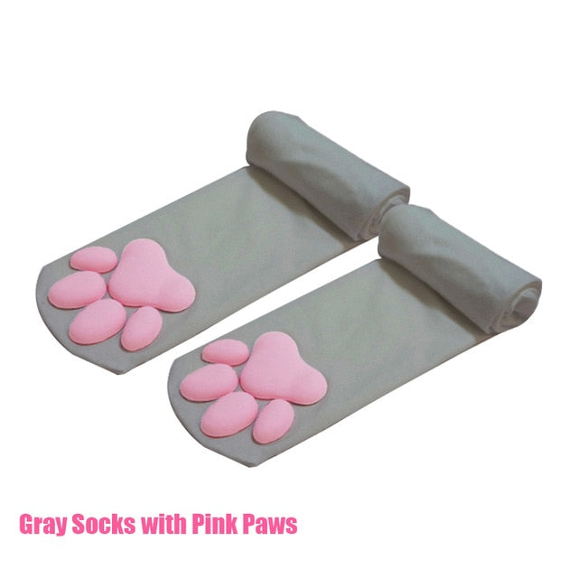 Lolita Cat Paw Stockings Kawaii 3D Cat Claw Thigh High Socks