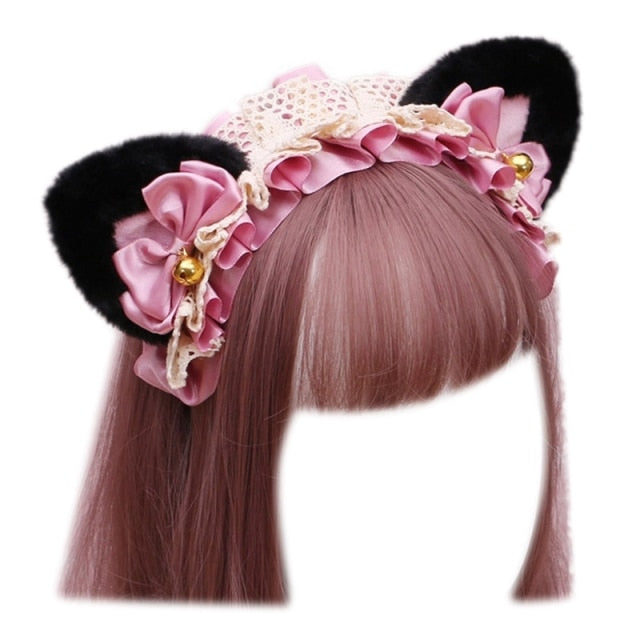 Lolita Cosplay Animal Headband Plush Cat Ears