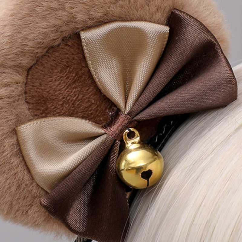 Handmade Lolita Faux Fur Round Bear Ears Hair Clip 2Pcs Set