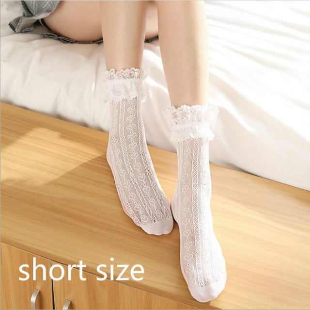 1 Pair Lace White StockingsKnee High Knee High Socks