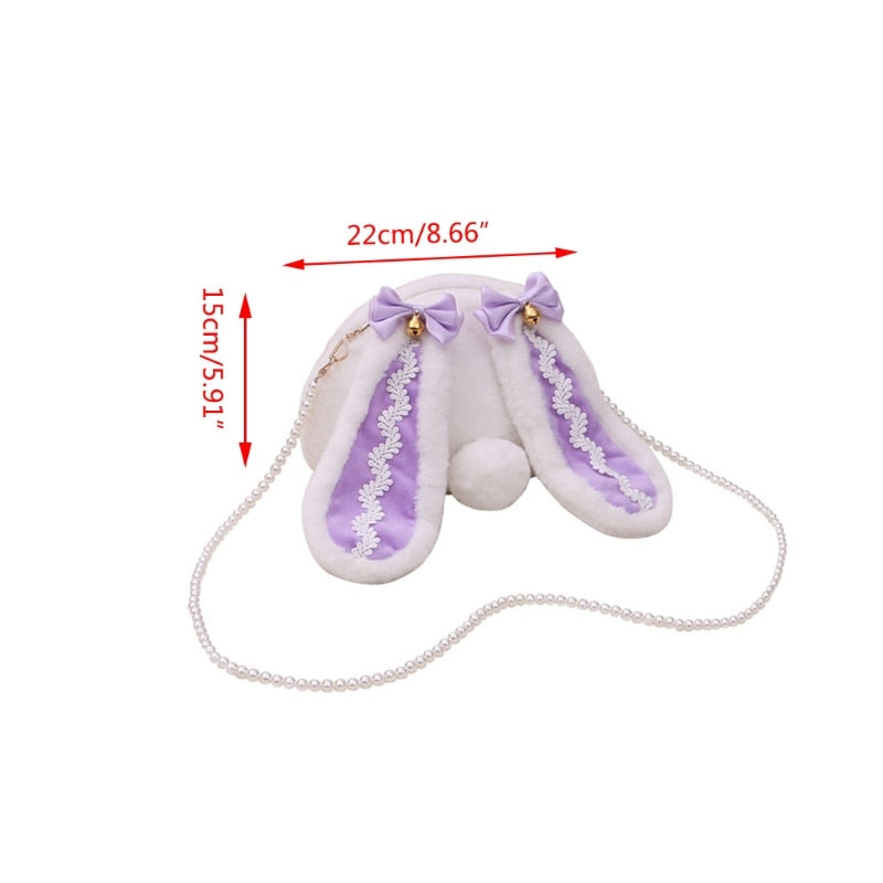 Lolita Cute Plush Rabbit Lop Ears Crossbody Bag