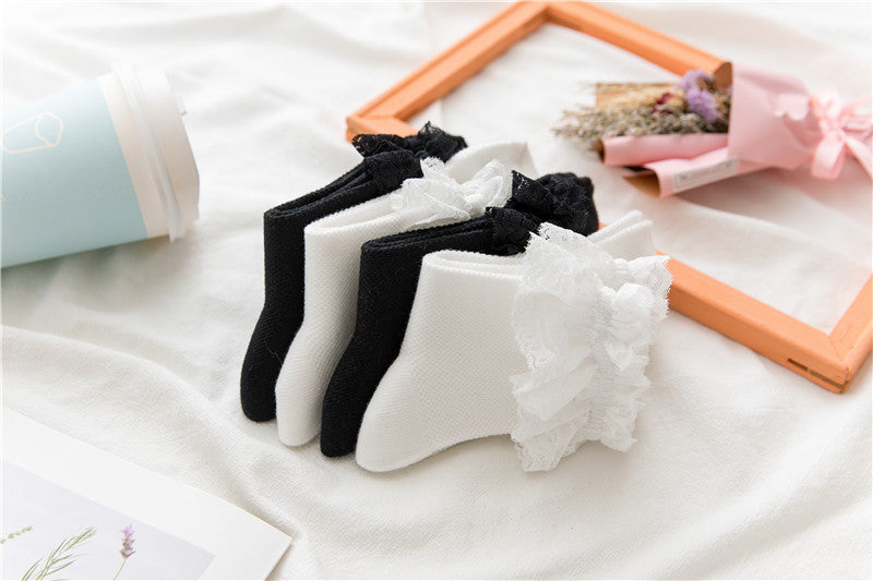 Lolita Lace Socking Sweet Retro Frilly Ruffle Cotton Princess Socks