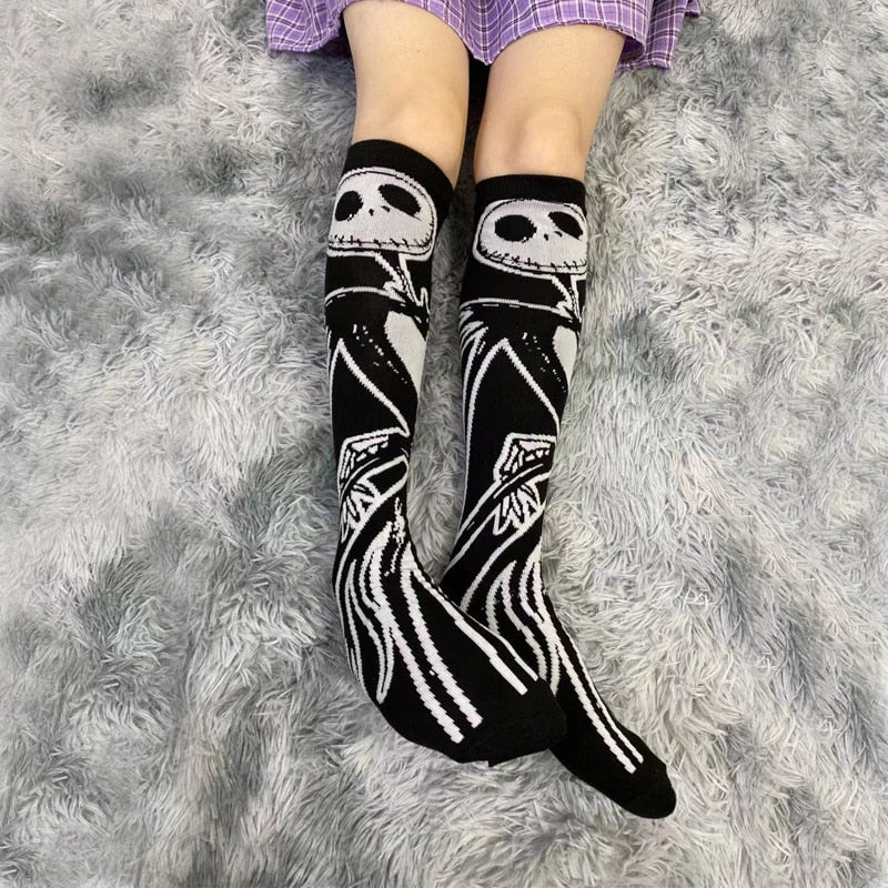Gothic Lolita Dark Skeleton Pattern Knee Socks