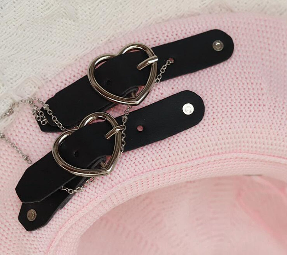 Lolita Gothic Punk Beret Heart Buckle Beanie JK Hat