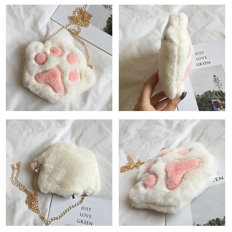 Cute Lolita Bear Paw Chain Zipper Shoulder Bag