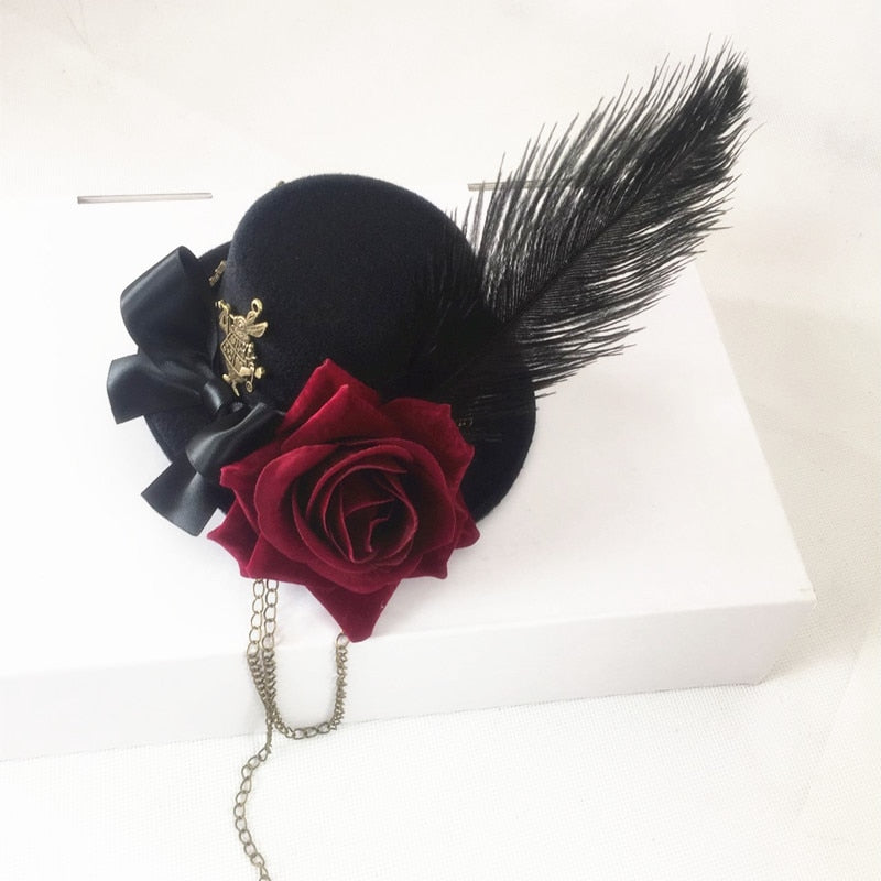 Rose flower rabbit vintage gothic little top hat