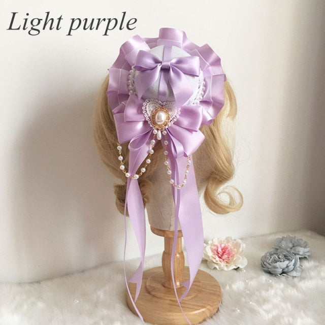 Sweet Lolita Lace Bow Hair Mini Top Hat