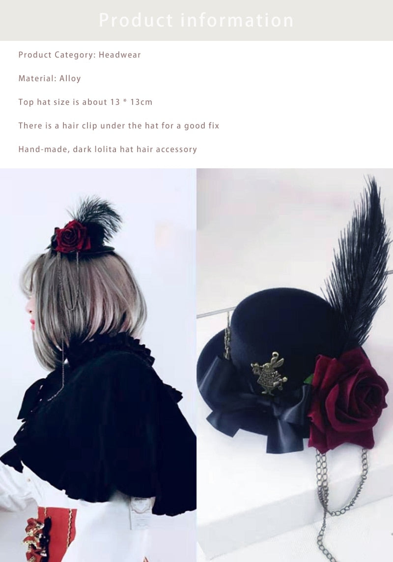 Rose flower rabbit vintage gothic little top hat