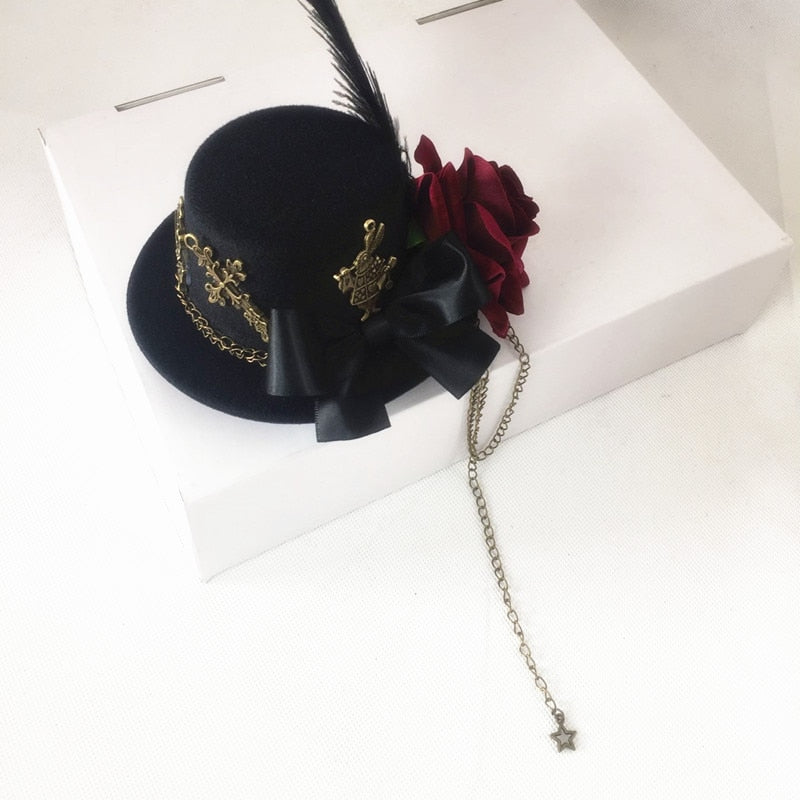 Rose flower rabbit vintage gothic little top hat