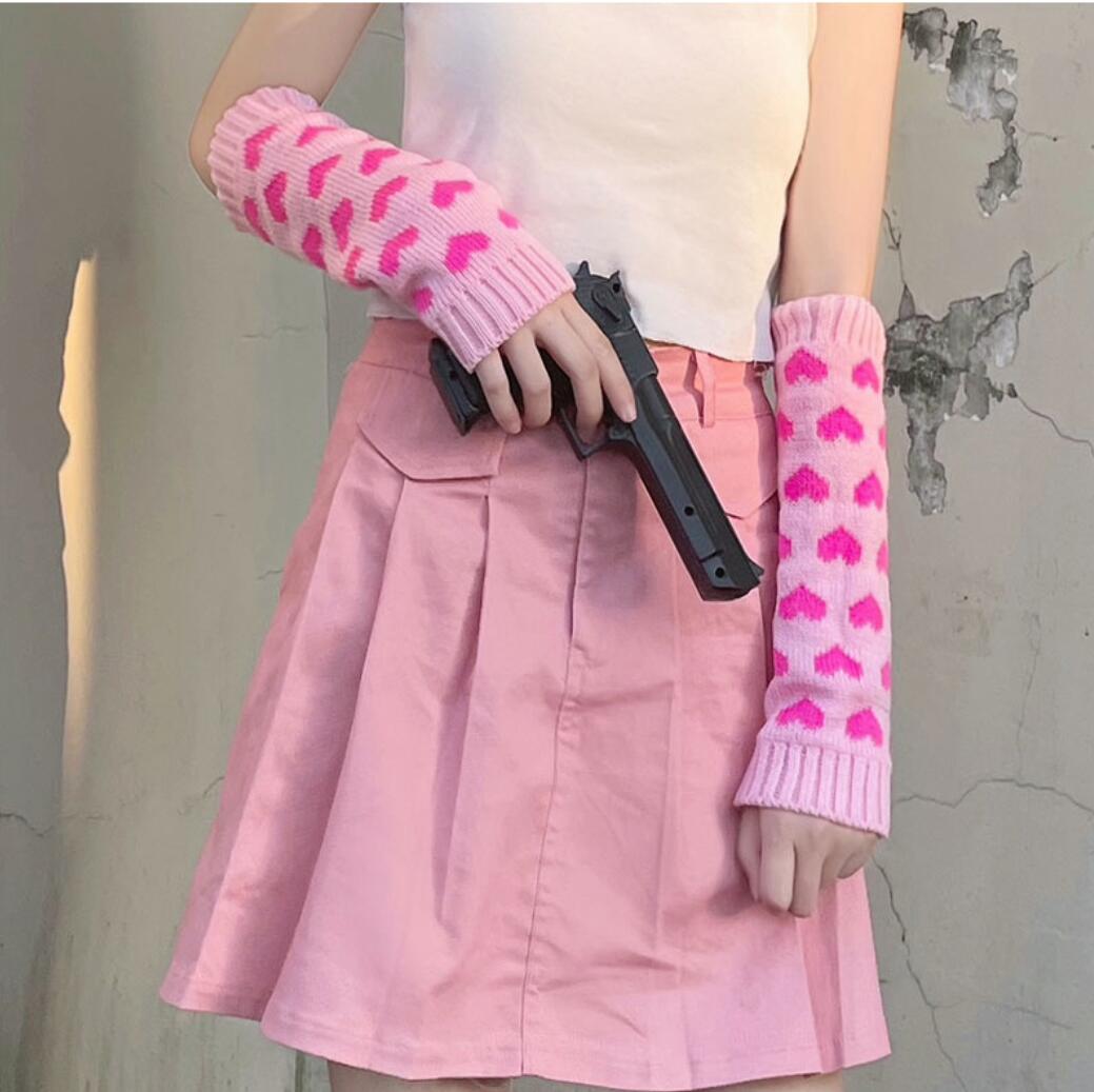 Black Pink Kawaii Knitted Leg Warmer Heap Socks