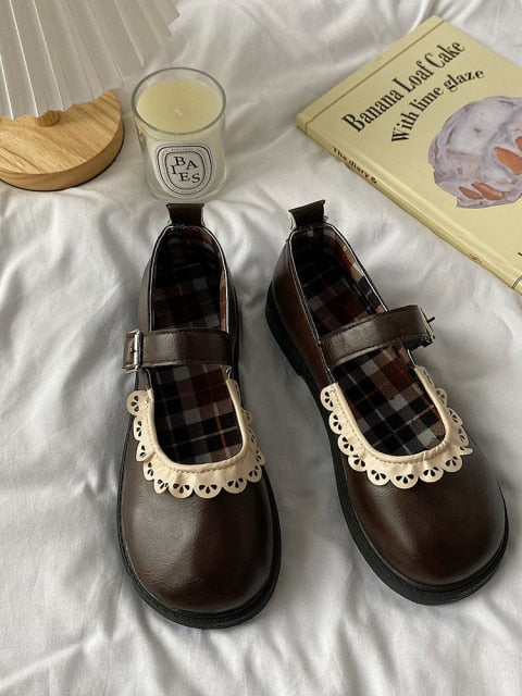 Mary Jane Vintage Soft Leather College Style Leather shoes