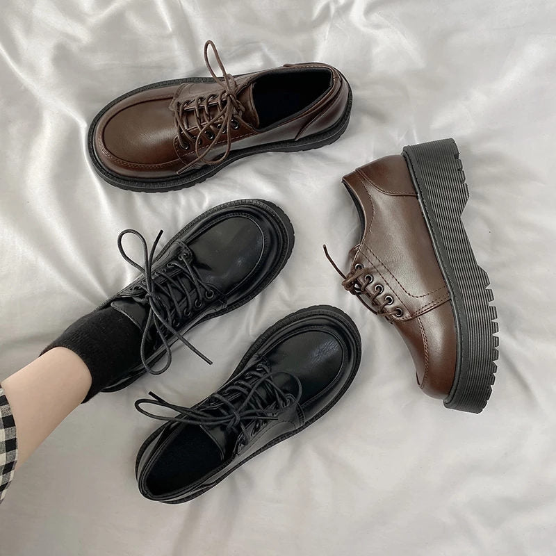 Platforms lolita shoes School Girls Kawaii Round Toe Platform