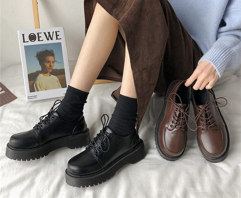 Platforms lolita shoes School Girls Kawaii Round Toe Platform