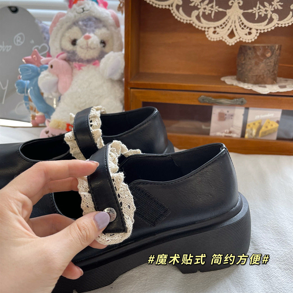 Spring Autumn Sweet Ruffles Lolita Shoes JK Round Leather Shoes