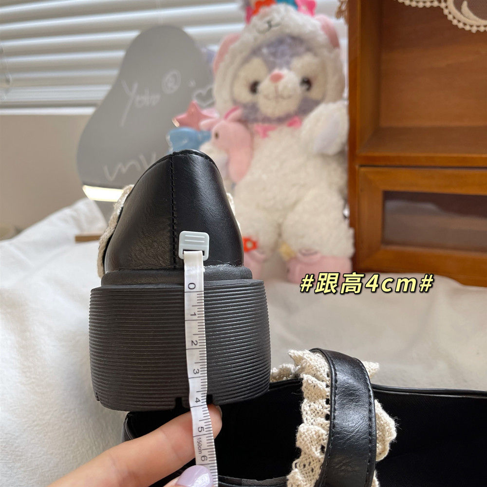 Spring Autumn Sweet Ruffles Lolita Shoes JK Round Leather Shoes