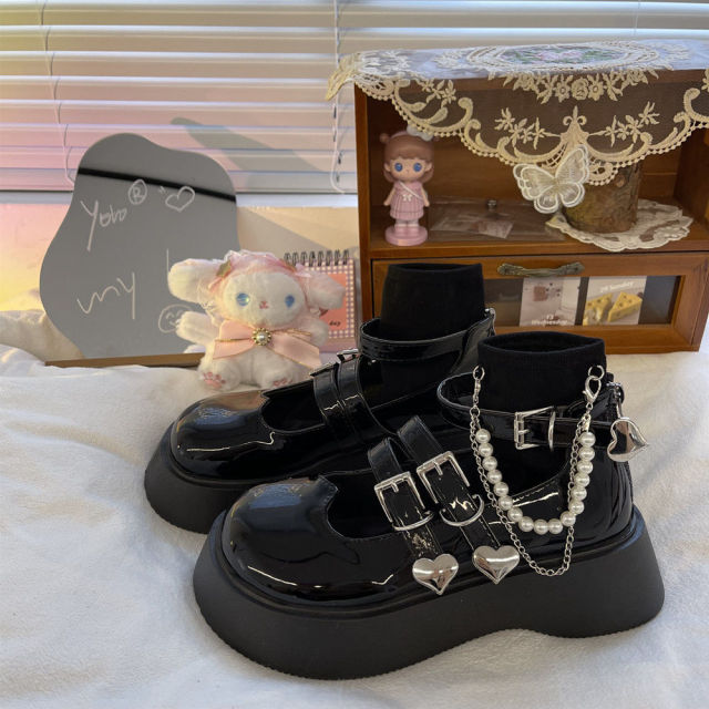 Lolita Shoes Buckle Strap Girls Cosplay Platform Heels Shoes