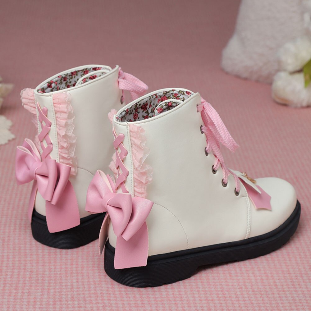 Big Size Comfy Walking Sweet Lovely Lolita Cossplay Cross Tied Shoes