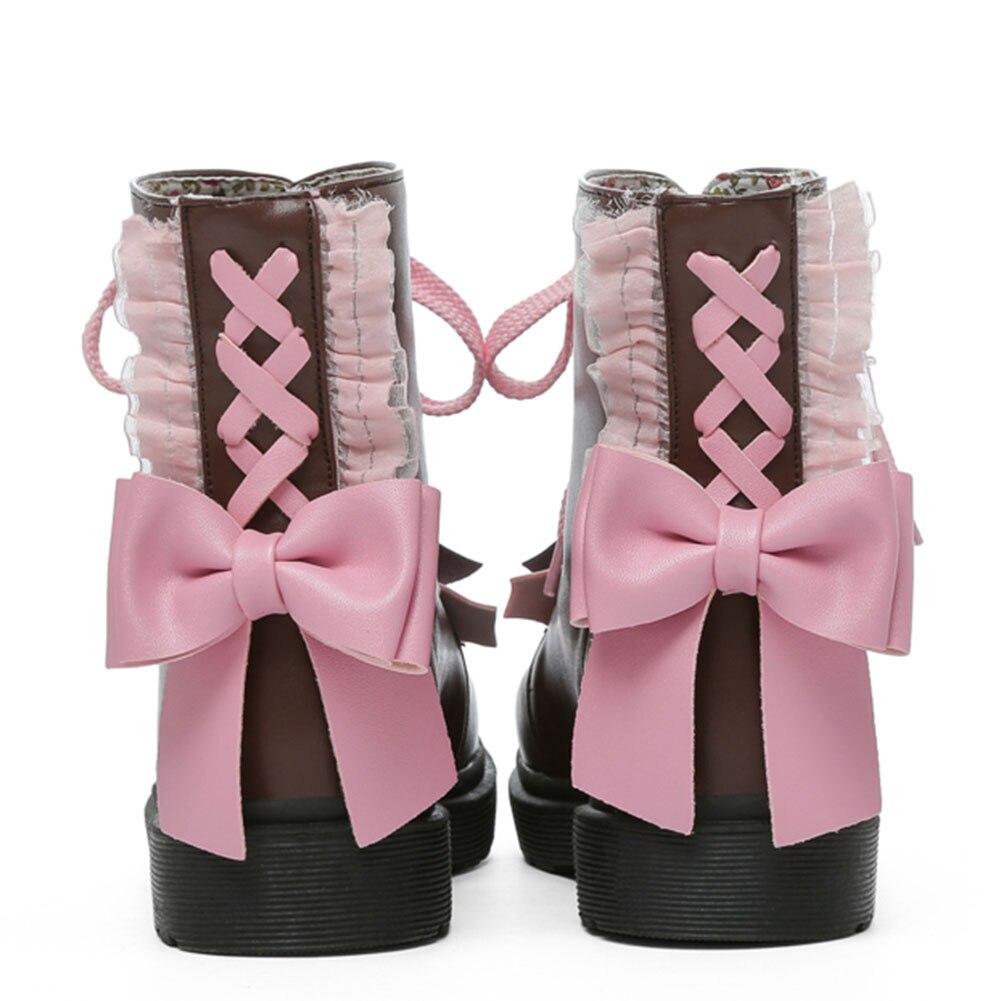 Big Size Comfy Walking Sweet Lovely Lolita Cossplay Cross Tied Shoes