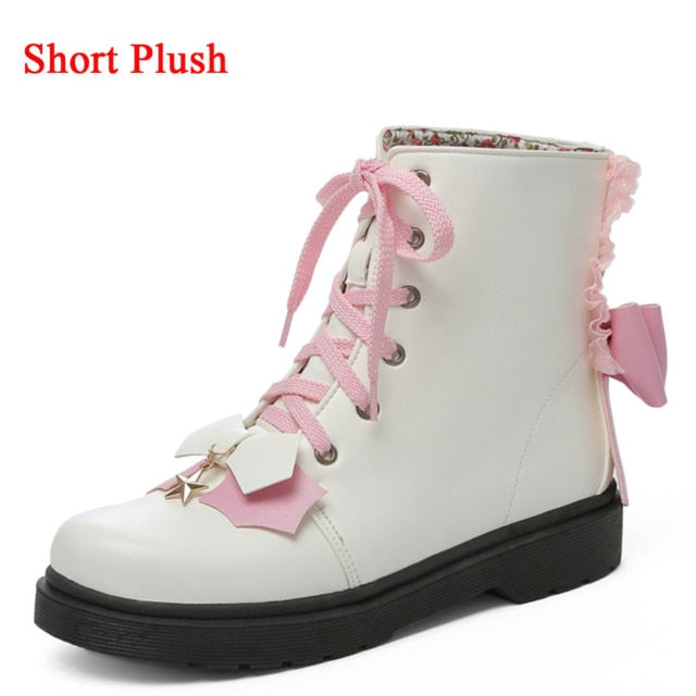 Big Size Comfy Walking Sweet Lovely Lolita Cossplay Cross Tied Shoes