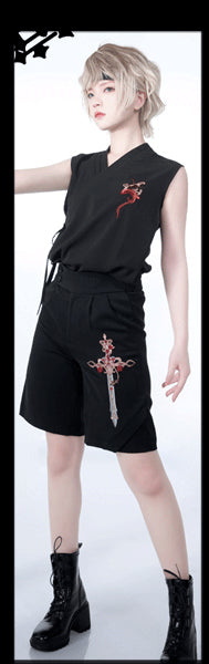 Ouji Embroidered Shorts♥Ready to Ship ♥Night Command♥Ouji