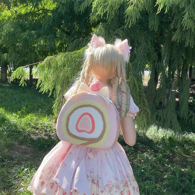 Lovely Lolita Strawberry Swiss Roll Bag