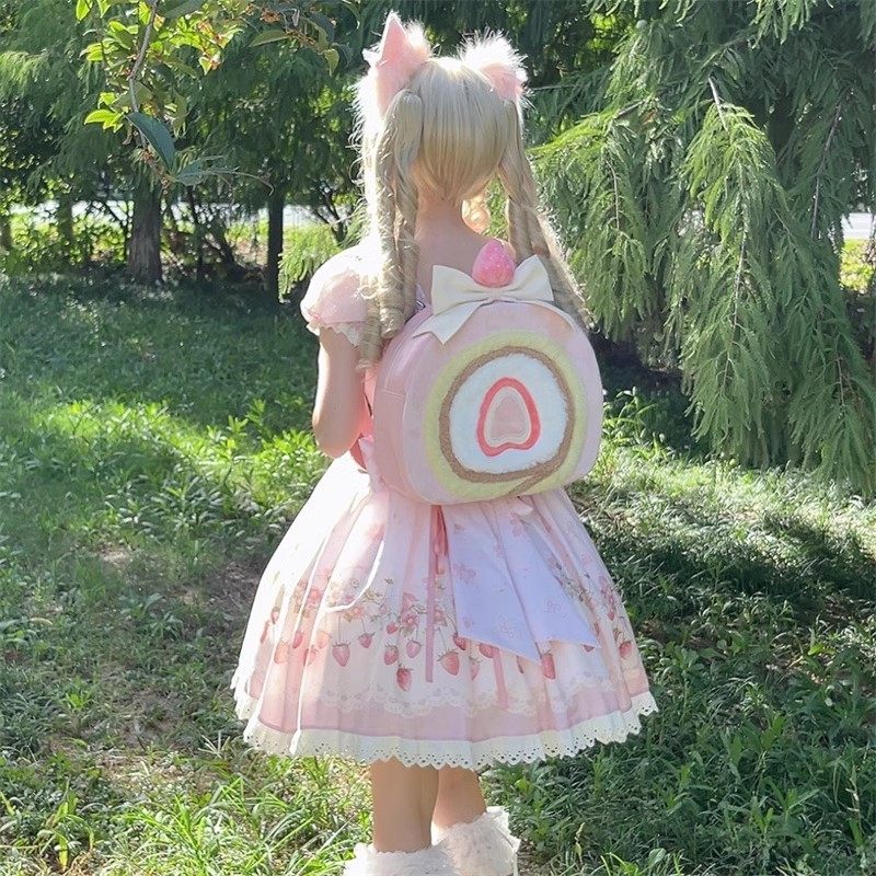Lovely Lolita Strawberry Swiss Roll Bag