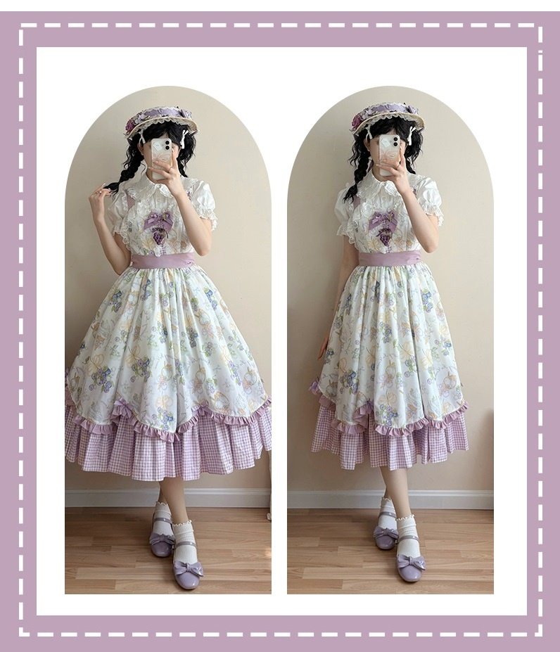 Plus Size♥Suspender Dress + Blouse Set♥ Ready to Ship♥Pastoral Style Elegant Daily Lolita Dress