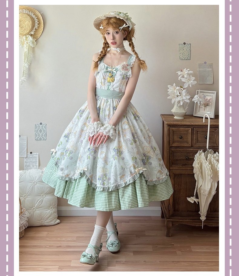 Plus Size♥Suspender Dress + Blouse Set♥ Ready to Ship♥Pastoral Style Elegant Daily Lolita Dress