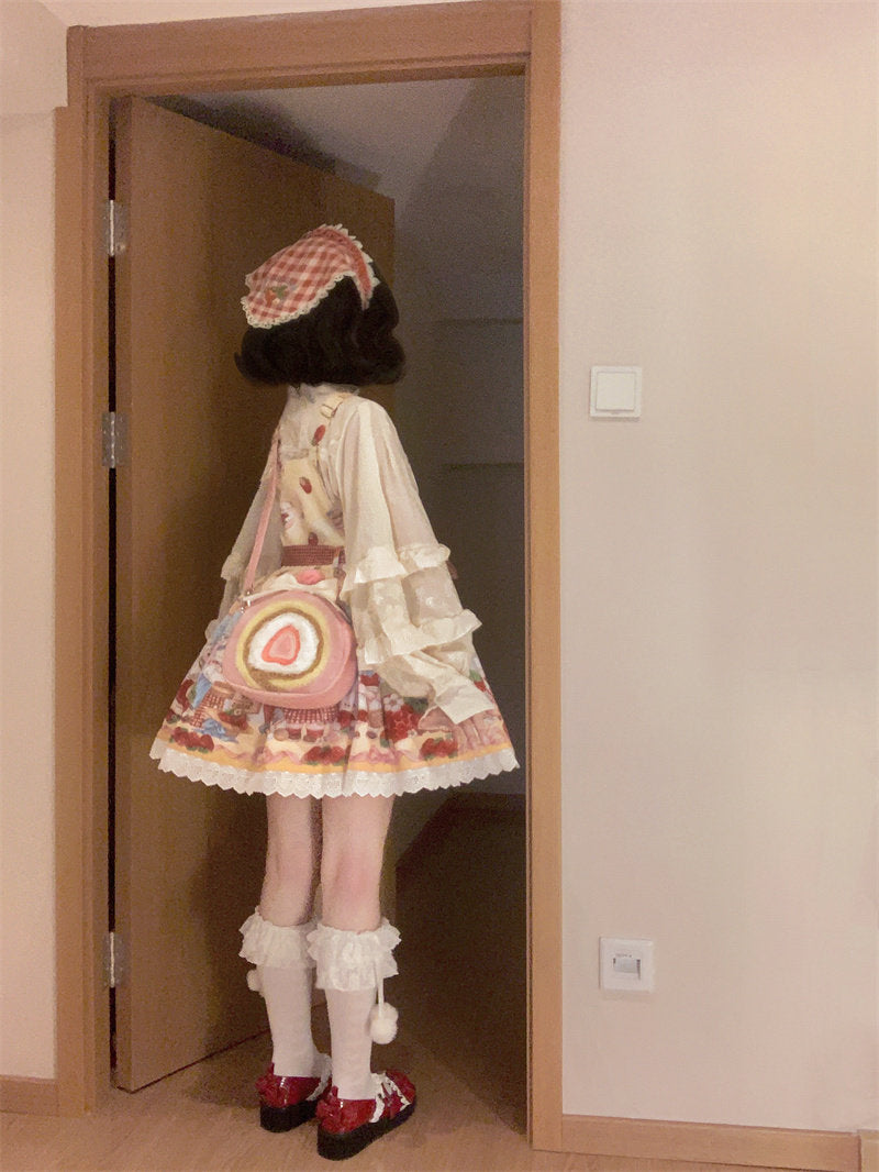 Lovely Lolita Strawberry Swiss Roll Bag