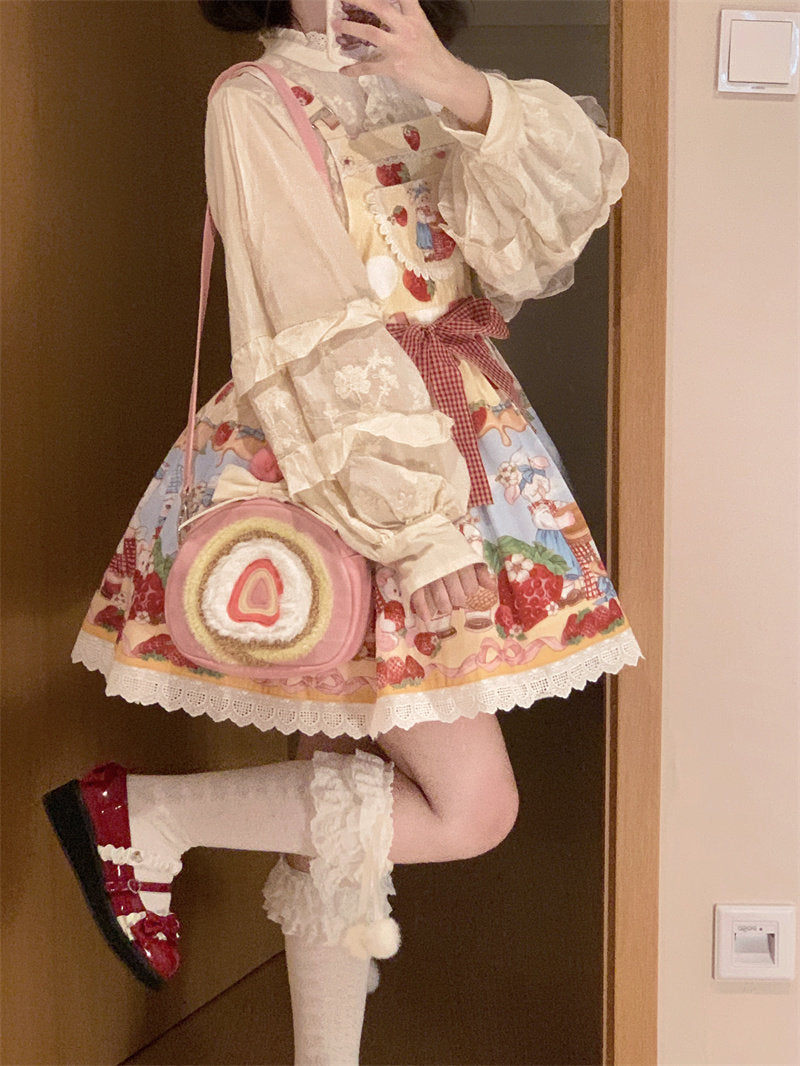 Lovely Lolita Strawberry Swiss Roll Bag