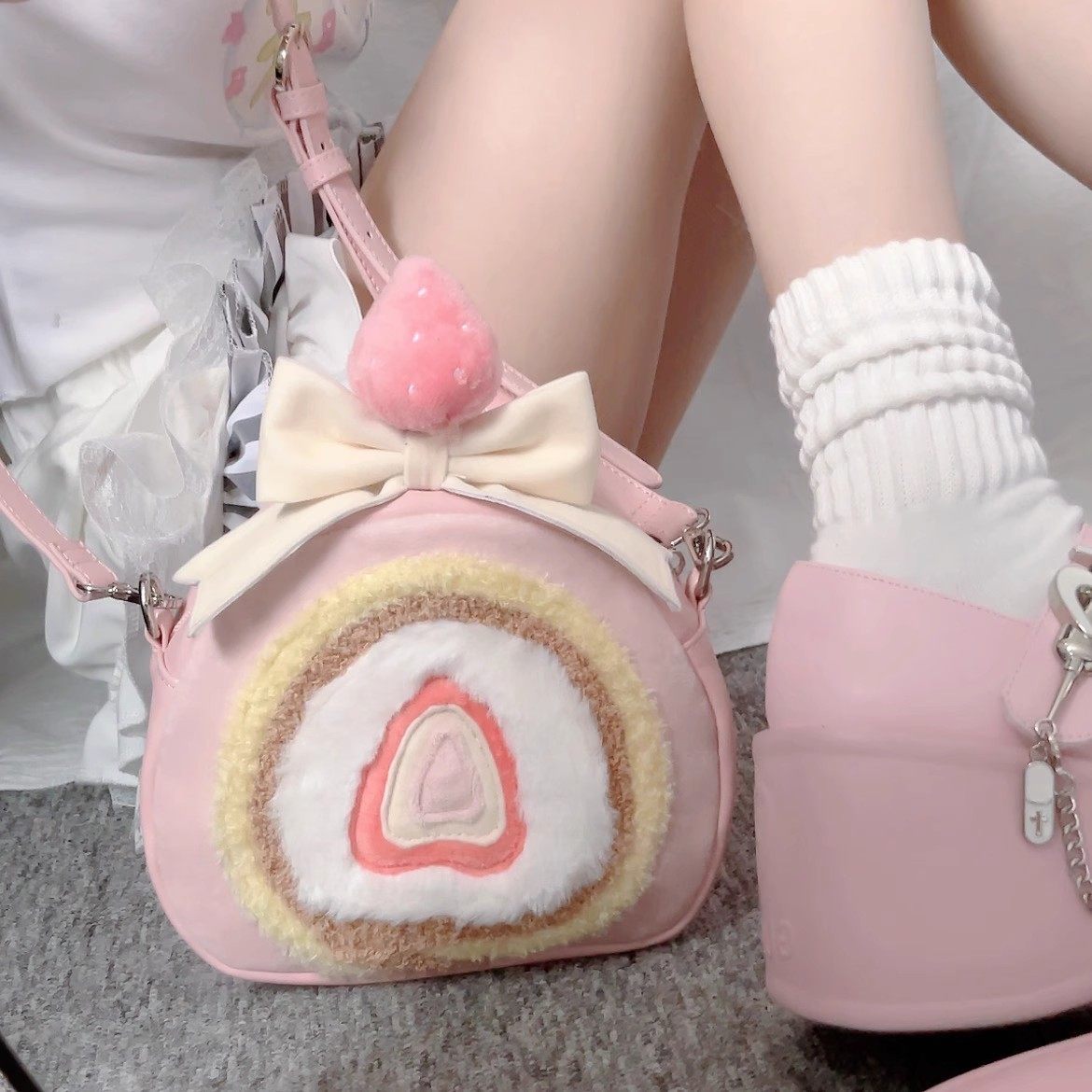 Lovely Lolita Strawberry Swiss Roll Bag