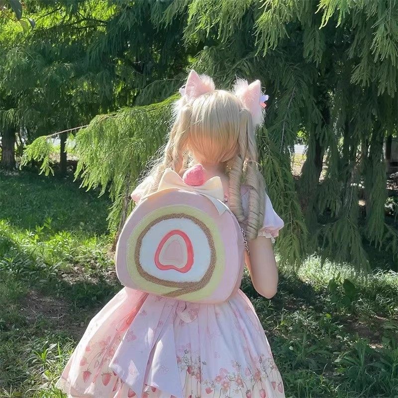 Lovely Lolita Strawberry Swiss Roll Bag