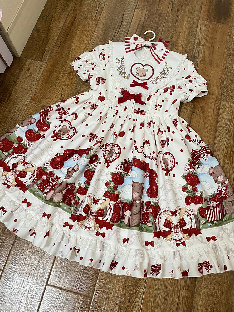 OP & Apron Set♥ Ready to Ship ♥Strawberry Mannor♥Sweet Lolita Dress