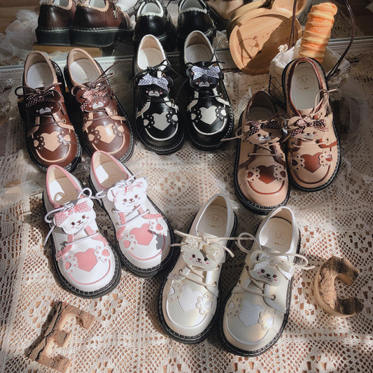 Sweet Round Head Lace-up Teddy Bear Lolita Shoes